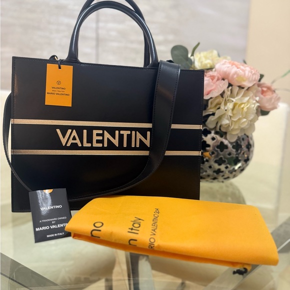 Valentino Handbags - Valentino Black Tote with Gold Detailing